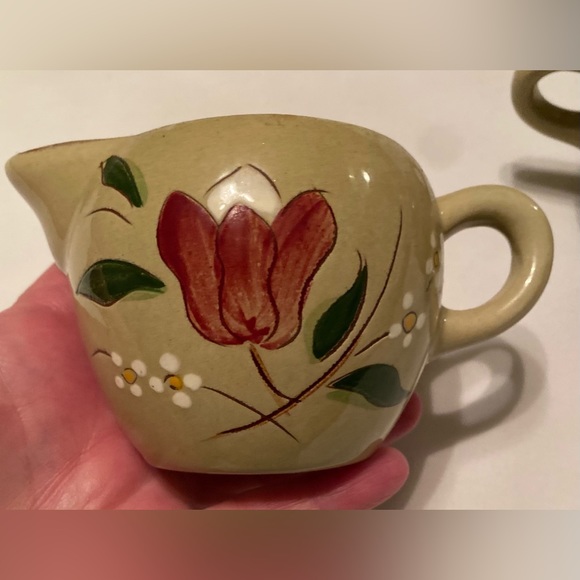 Stangl Pottery 'Magnolia' Lidded Sugar Bowl & Creamer Set Mid Century Modern - Picture 2 of 10